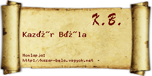 Kazár Béla névjegykártya